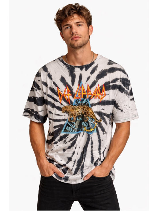 Gildan Other - New Def Leppard Black White Tie-Dye Animal.Graphic T-Shirt Mens XL